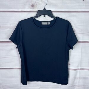 Croft & Barrow Top Womens XL Black Short Sleeve T-Shirt Stretch Crew Neck Solid